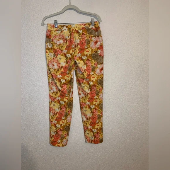 Talbots Signature Size 2 Red Orange Pink Floral  Ankle Dress Pants Slacks - Picture 7 of 8